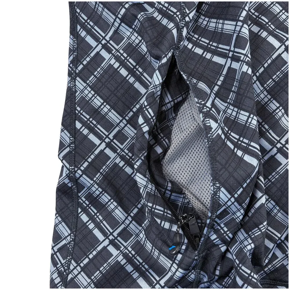 Brooks Running Jacket Men S Black Blue Plaid Hooded Windbreaker Lightweight Rain